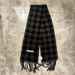 Acne Studios Black and Gray Houndstooth Alpaca Wool Textured Scarf Unisex